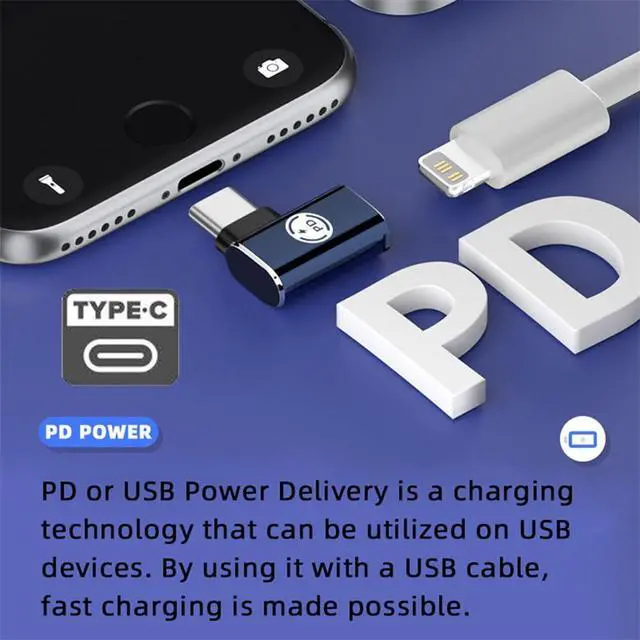 Alt view image 2 of 7 - USB-C Type C Male to 8P Female 27W Power 480Mbps Data Adapter Left Right Angled Compatible with iPhone 15 & Andtoid & Tablet