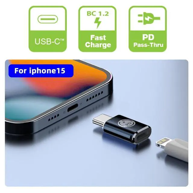 Alt view image 4 of 7 - USB-C Type C Male to 8P Female 27W Power 480Mbps Data Adapter Compatible with iPhone 15 & Andtoid & Tablet