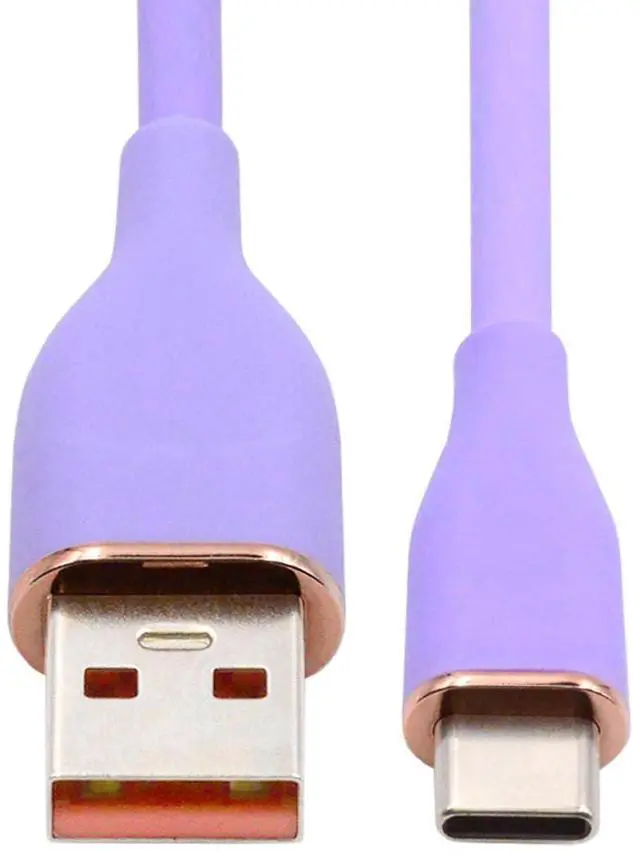 Main image of Colorful USB-A Type A to USB-C Liquid Silicone Ultra Soft Power USB2.0 Data Cable Fast Charge for Laptop Tablet Phone Purple 2M