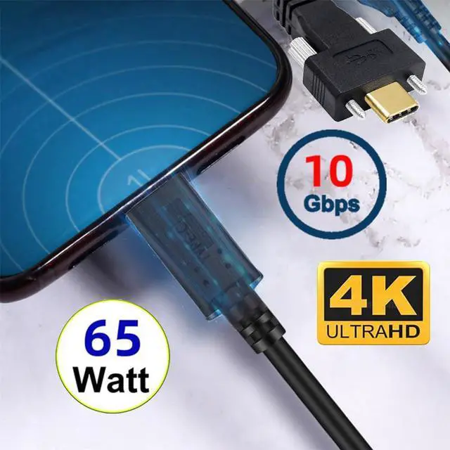 Alt view image 2 of 7 - USB C to C Cable,USB C Male to Male Fast Charging Data Transfer Extension Cable with Dual Screws