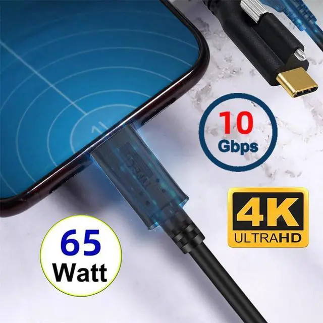 Alt view image 2 of 7 - USB C to C Cable,USB C Male to Male Fast Charging Data Transfer Extension Cable with Screws