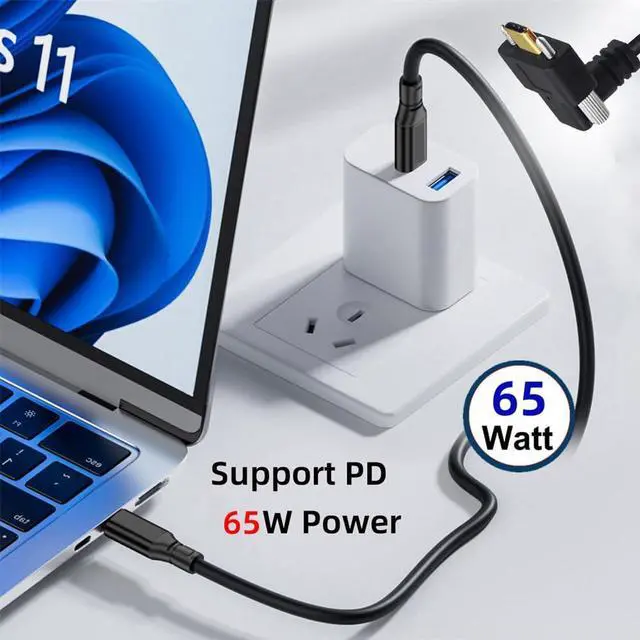 Alt view image 3 of 7 - USB C to C Cable,USB C Male to Male Fast Charging Data Transfer 90 Degree Angled Extension Cable with Screws