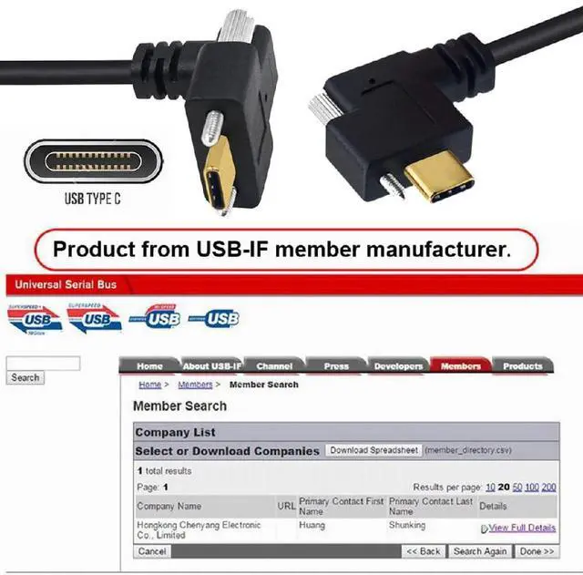 Alt view image 6 of 7 - 10Gbps USB 3.1 USB-C Dual Locking Thumbscrew Up Down Angled to USB 3.1 Type-C Single Screw Male to Male Data Cable Panel Mount Type 1M