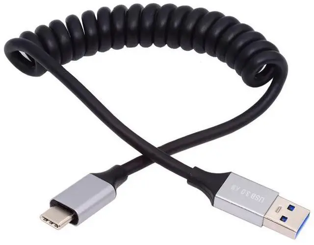 Main image of Cable USB 3.0 Type-A Male to USB-C Type-C Male Stretch Coiled Cable 100cm Extension 5Gbps for Disk Phone Camera Data