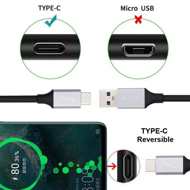 Alt view image 7 of 7 - Cable USB 3.0 Type-A Male to USB-C Type-C Male Stretch Coiled Cable 100cm Extension 5Gbps for Disk Phone Camera Data