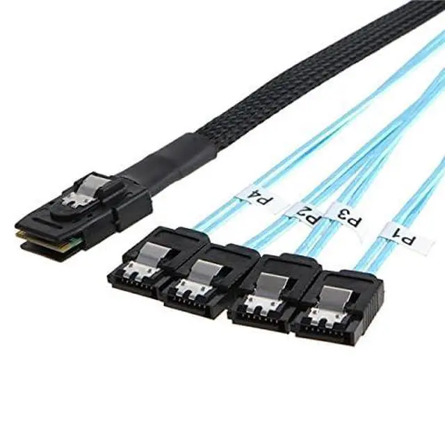 Alt view image 2 of 7 - Internal Mini SAS SFF-8087Host to 4 SATA 7pin Target Hard Disk 6Gbps Data Server Raid Cable 50cm