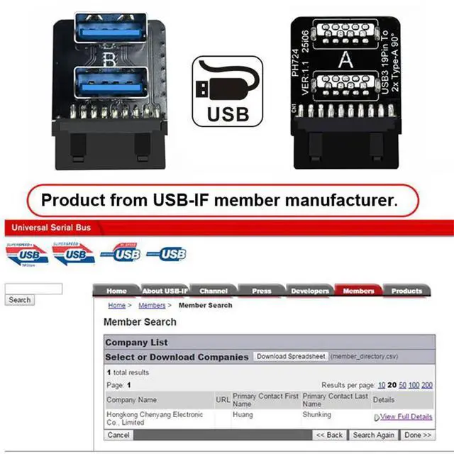 Alt view image 7 of 7 - USB3.0 Motherboard 19/20pin Box Header Slot to 10Gbps Dual USB 3.0 Type-A Adapter Reverse Angled Vertical Type