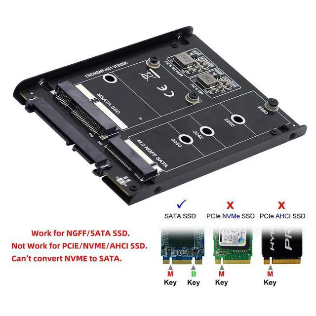 Alt view image 7 of 7 - Dual MSATA NGFF B+M SSD Card JBOD Raid0 Span Bridge to 2.5inch SATA Combo HDD Disk Drive Enclosure
