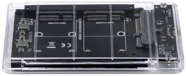 Main image of Dual MSATA Mini-SATA SSD Card JOBD Raid0 Span Bridge to USB3.0 Type-C USB-C 2.5inch SATA Combo Enclosure