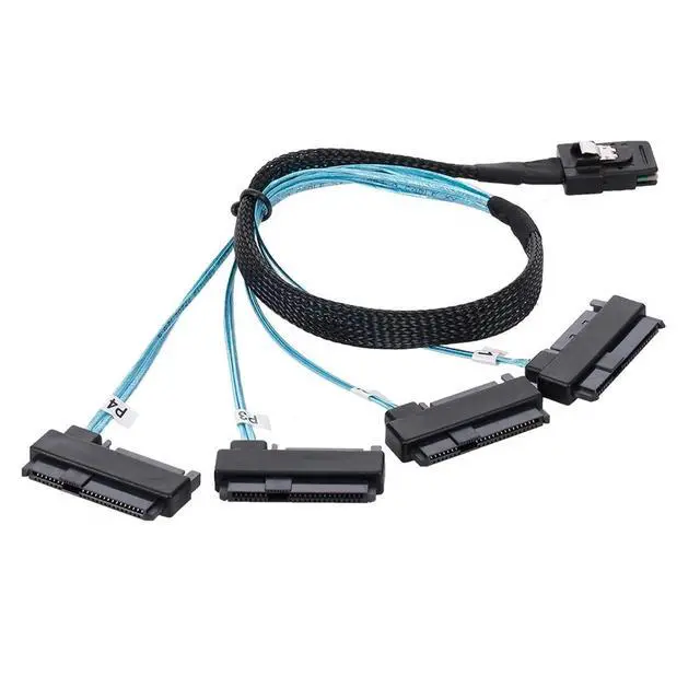 Alt view image 2 of 7 - Internal 36 Pin Mini SAS SFF-8087 Host to 4 SFF-8482 Target SAS Hard Disk and SATA Power Cable 50cm