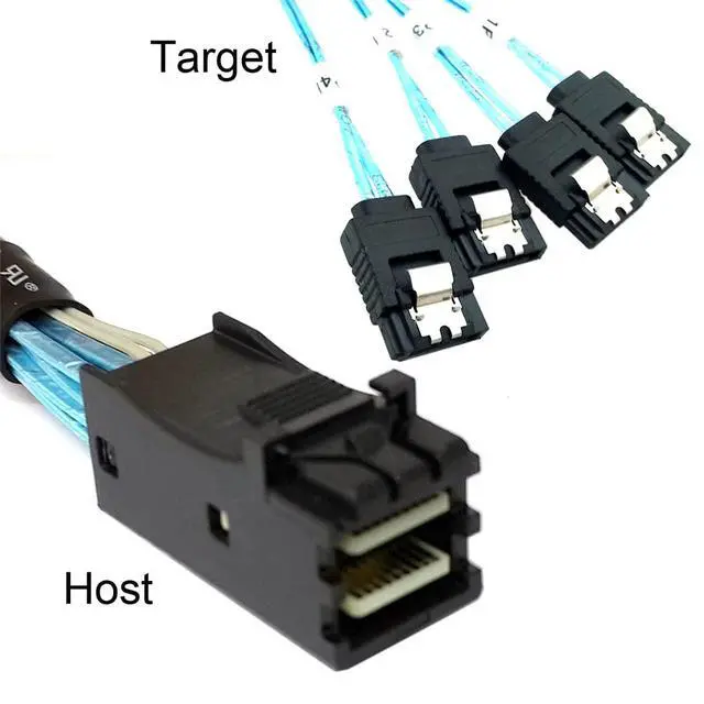 Alt view image 3 of 7 - Internal Mini SAS HD SFF-8643 Host to 4 SATA 7pin Target Hard Disk 6Gbps Data Server Raid Cable