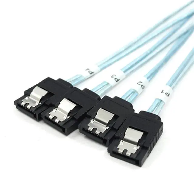 Alt view image 5 of 7 - Internal Mini SAS HD SFF-8643 Host to 4 SATA 7pin Target Hard Disk 6Gbps Data Server Raid Cable