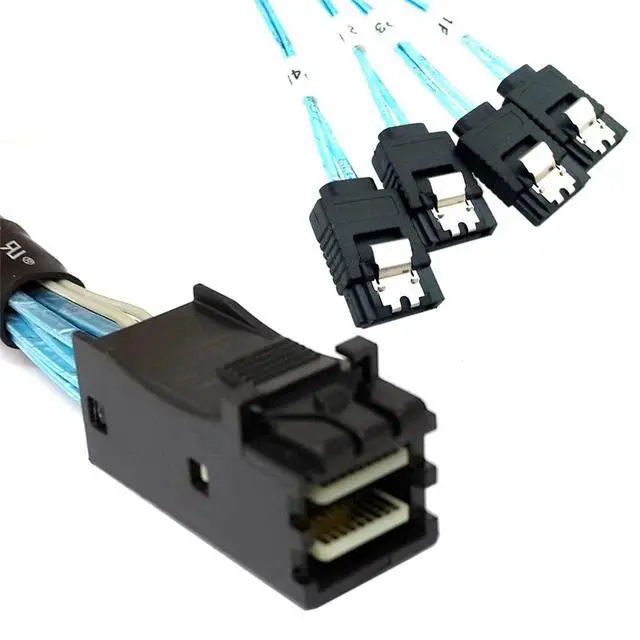 Alt view image 6 of 7 - Internal Mini SAS HD SFF-8643 Host to 4 SATA 7pin Target Hard Disk 6Gbps Data Server Raid Cable
