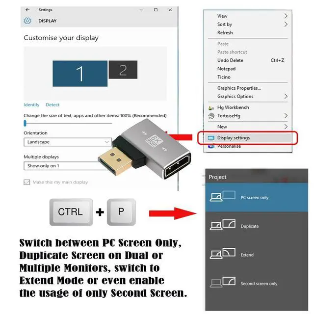 Alt view image 5 of 7 - DisplayPort 1.4 to DP Ultra-HD UHD 8K 60hz 4K 144hz Up Angled Male to Female 90 Degree for Video PC Laptop Monitor