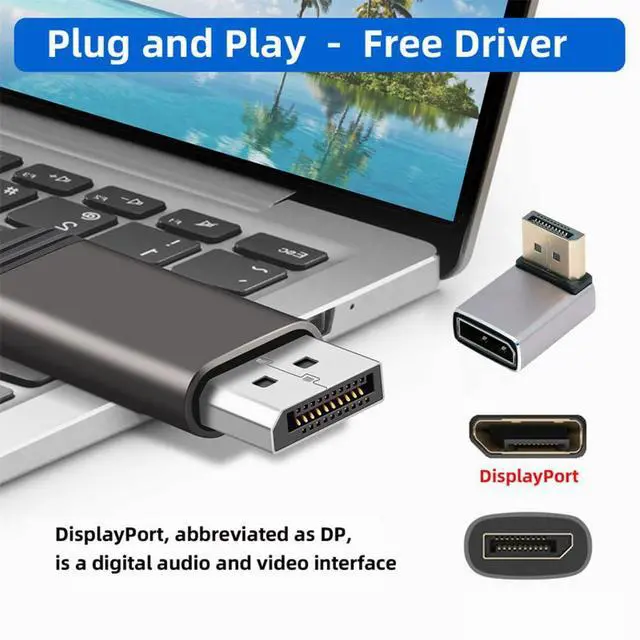 Alt view image 3 of 7 - DisplayPort 1.4 to DP Ultra-HD UHD 8K 60hz 4K 144hz Down Angled Male to Female 90 Degree for Video PC Laptop Monitor
