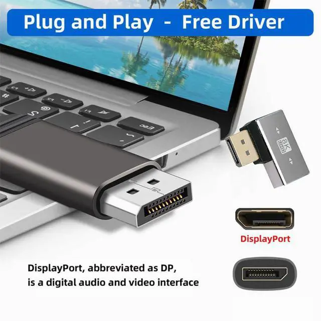 Alt view image 3 of 7 - DisplayPort 1.4 to DP Ultra-HD UHD 8K 60hz 4K 144hz Left Angled Male to Female 90 Degree for Video PC Laptop Monitor