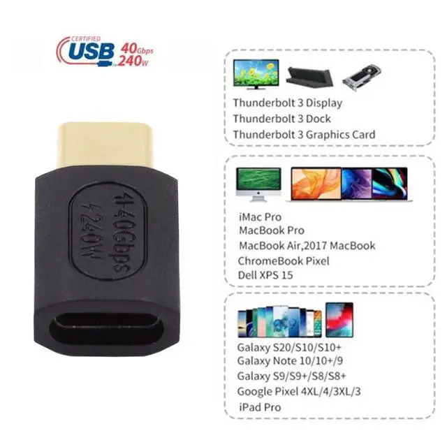 Alt view image 4 of 7 - USB4 Type C Male to Female Extension 240W Power 40Gbps Data 8K Video Adapter for NS Phone Laptop