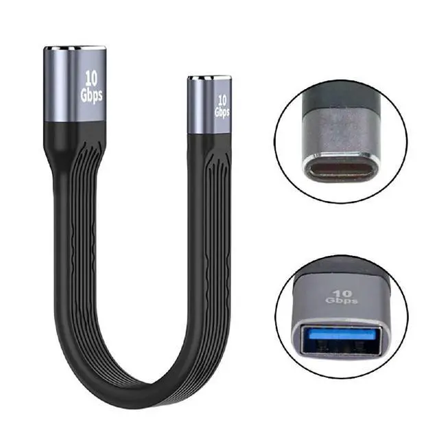 Alt view image 2 of 7 - Flat Slim Data 10Gbps Type C Female USB 3.1 to Type A Female USB3.0 OTG FPC Cable 13cm for Laptop Phone
