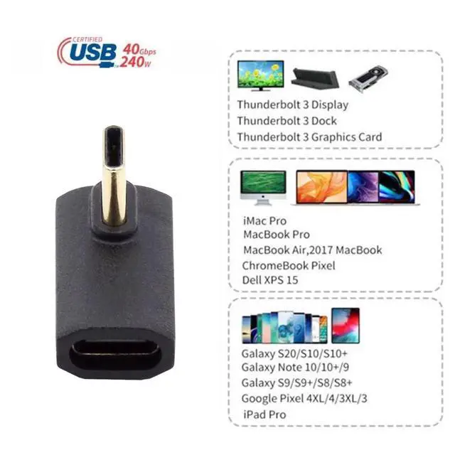 Alt view image 5 of 7 - USB4 Type C Male to Female Extension 240W Power 40Gbps Data 8K Video Adapter Low Profile Left Right Angled for NS Phone Laptop