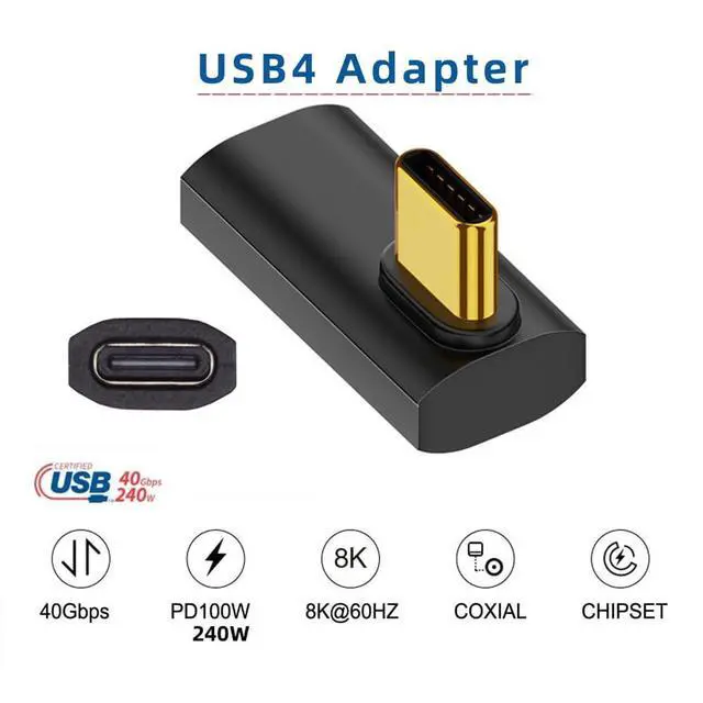 Alt view image 6 of 7 - USB4 Type C Male to Female Extension 240W Power 40Gbps Data 8K Video Adapter Low Profile Left Right Angled for NS Phone Laptop