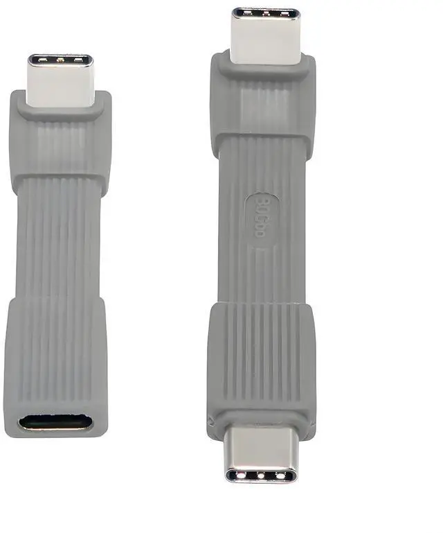 Main image of 2pcs/Set USB5.0 80Gbps Flat Slim FPC Male to Male & Female Extension Cable Up Angled 90 Degree 240W 16K 8K 60Hz 5K Compatible with 40Gbps USB4.0 Thunderbolt (Grey)