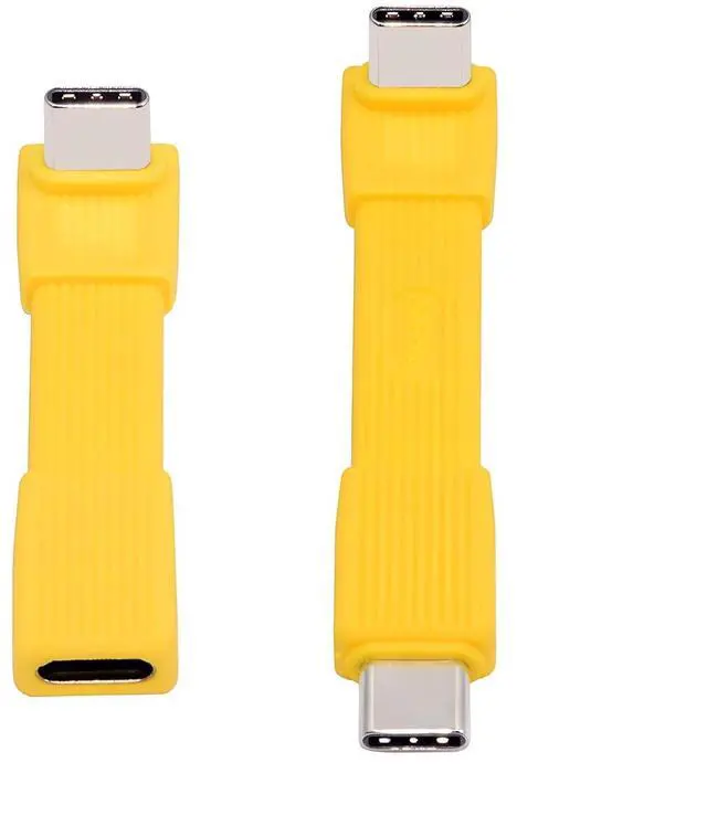 Main image of 2pcs/Set USB5.0 80Gbps Flat Slim FPC Male to Male & Female Extension Cable Up Angled 90 Degree 240W 16K 8K 60Hz 5K Compatible with 40Gbps USB4.0 Thunderbolt (Yellow)