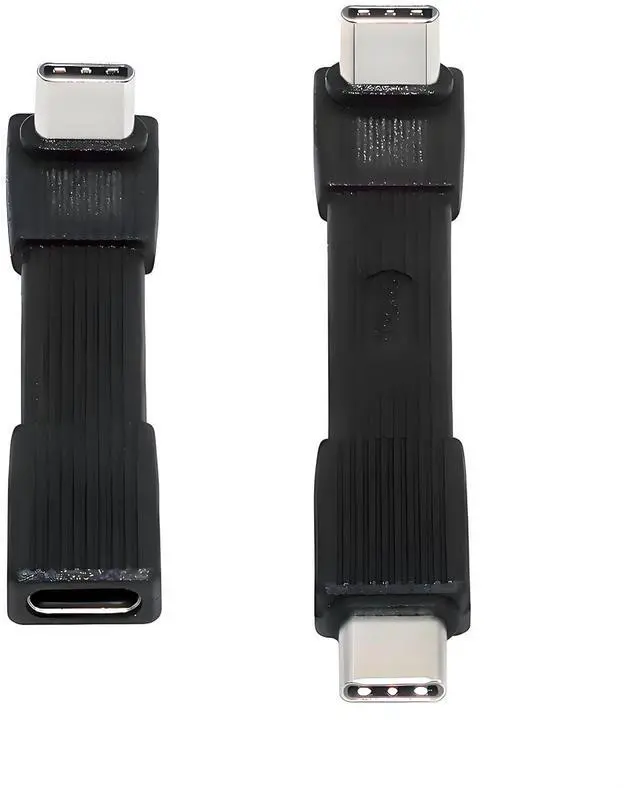 Main image of 2pcs/Set USB5.0 80Gbps Flat Slim FPC Male to Male & Female Extension Cable Up Angled 90 Degree 240W 16K 8K 60Hz 5K Compatible with 40Gbps USB4.0 Thunderbolt (Black)