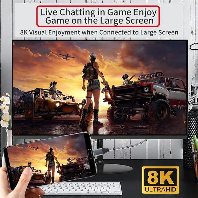 Alt view image 5 of 7 - Reversible 8K@60hz HDTV Cable DisplayPort DP Source to USB 3.1 Type C USB-C Displays Male for Laptop Monitor 1.8m