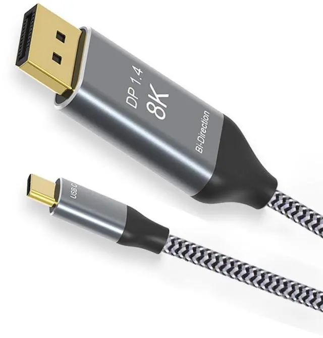 Main image of Reversible DisplayPort DP Source to USB 3.1 Type C USB-C Displays Male 8K HDTV Cable for Laptop Monitor 1.8m