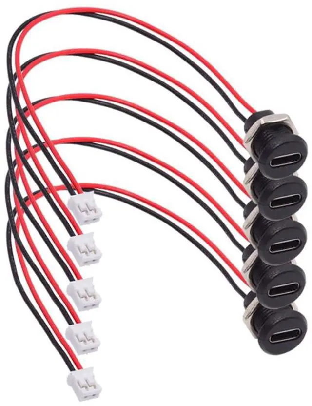 Main image of DIY OEM 5pcs/Set Type C Female Socket to 2Pin Header Cable Pitch=2.0mm Panel Mount Type DC 5V Power