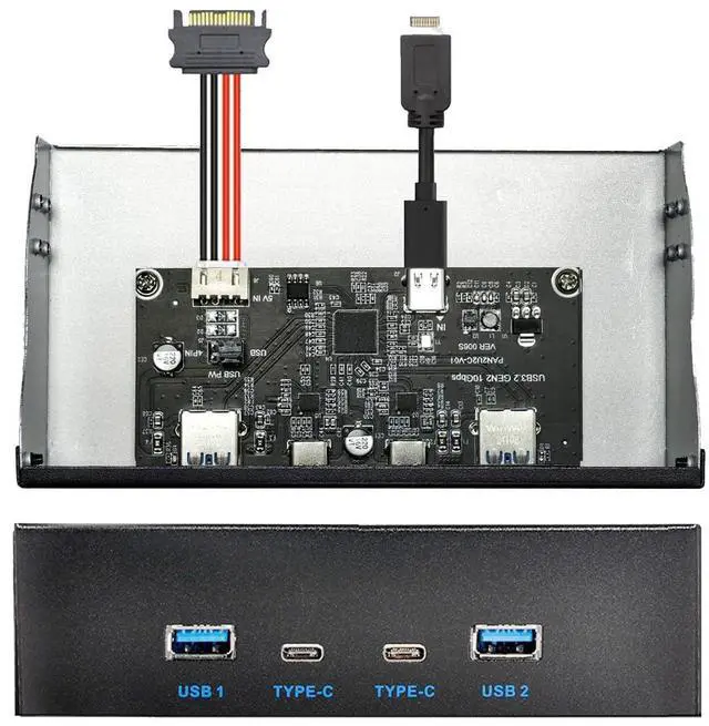 Main image of 10Gbps USB 3.1 Type-A & Type-C HUB 4 Ports Front Panel to Motherboard Type-E Connector Cable 10Gbps for 5.25" CD-ROM Bay Tray