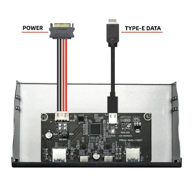 Alt view image 5 of 7 - 10Gbps USB 3.1 Type-A & Type-C HUB 4 Ports Front Panel to Motherboard Type-E Connector Cable 10Gbps for 5.25" CD-ROM Bay Tray