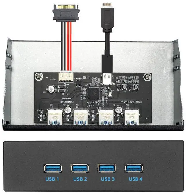 Main image of 10Gbps USB 3.1 Type-A HUB 4 Ports Front Panel to Motherboard Type-E Connector Cable 10Gbps for 5.25" CD-ROM Bay Tray