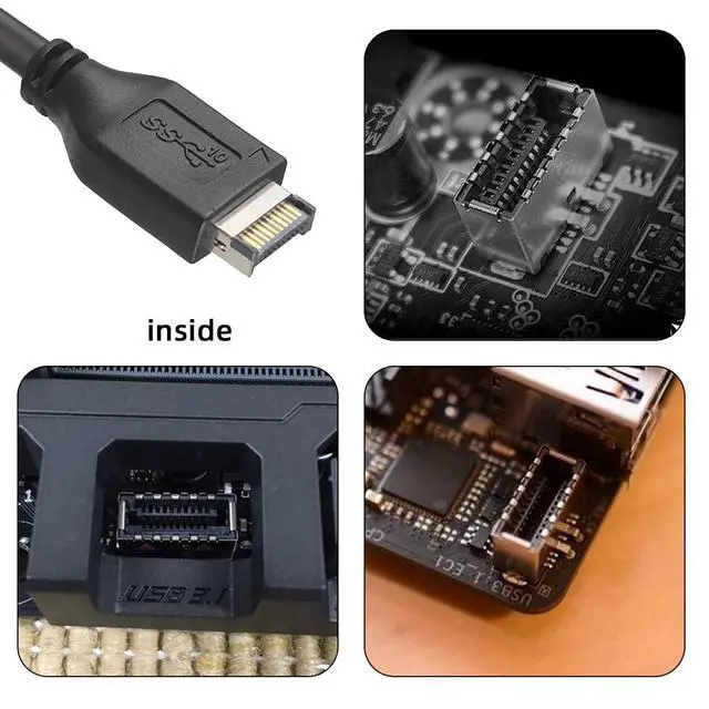 Alt view image 4 of 7 - 10Gbps USB 3.1 Type-A HUB 4 Ports Front Panel to Motherboard Type-E Connector Cable 10Gbps for 5.25" CD-ROM Bay Tray