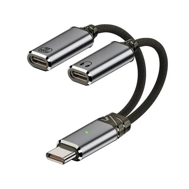 Alt view image 2 of 7 - USB-C Type-C Male to 480Mbps USB 2.0 Female OTG & 100W PD Power Cable for Laptop Tablet Phone