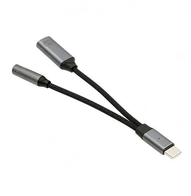 Main image of USB-C Type-C Male to 3.5mm Female Audio DAC AUX Music 16bit 48kHz & 100W PD Power Cable for Laptop Tablet Phone