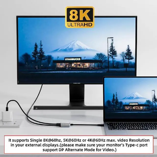 Alt view image 5 of 7 - USB-C Type-C 1-to-2 VR AR Glass 8K Video OTG USB-C Female 100W PD Power Cable White for NS Handheld Console Laptop Tablet Phone