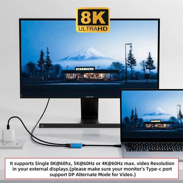 Alt view image 4 of 7 - USB-C Type-C 1-to-2 VR AR Glass OTG 8K Video USB-C Female 100W PD Power Cable for NS Handheld Console Laptop Tablet Phone
