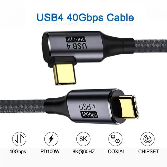 Alt view image 7 of 7 - Angled USB4 Cable 40Gbps with 100W Charging and 8K@60Hz 5K@60Hz USB4.0 Compatible with Thunderbolt3/4 50cm