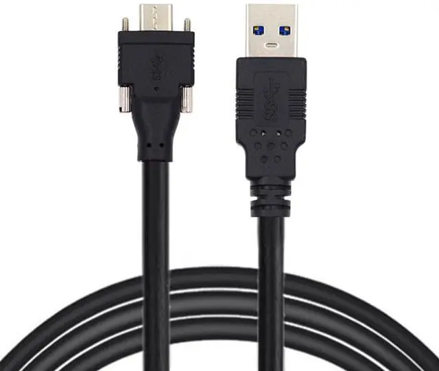 Main image of 5 Meters USB 3.1 Type-C Dual Locking Connector to Standard USB3.0 Data Cable for Camera with Panel Mount Screw