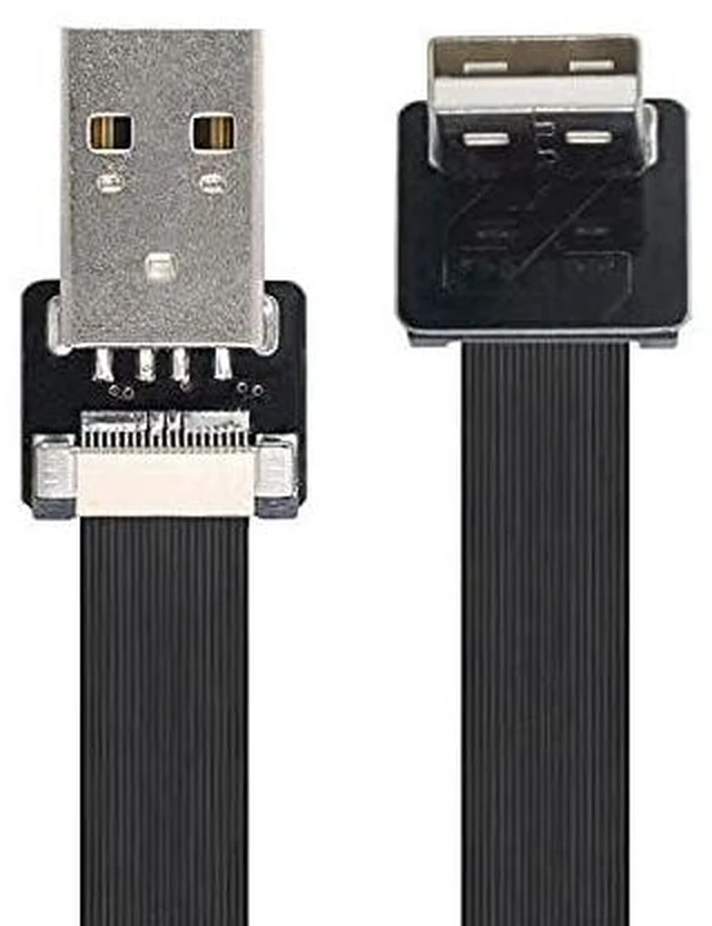 Alt view image 3 of 7 - Down Angled USB 2.0 Type-A Male to Type-A Male Data Flat Slim FPC Cable 90 Degree for FPV & Disk & Scanner & Printer 200cm