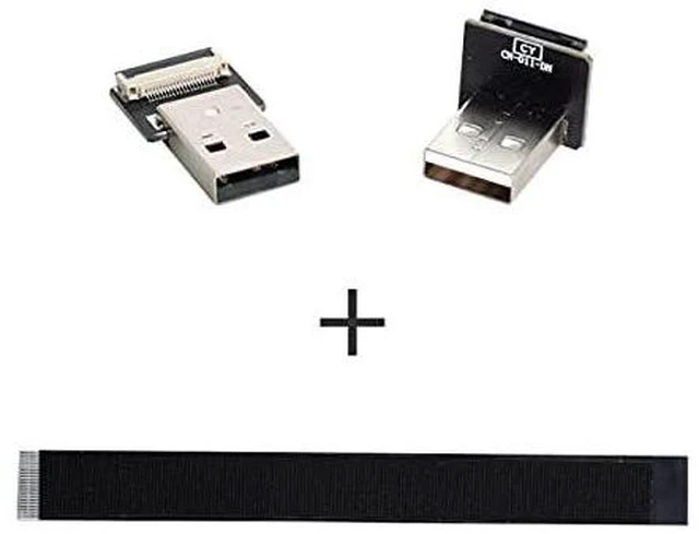 Alt view image 7 of 7 - Down Angled USB 2.0 Type-A Male to Type-A Male Data Flat Slim FPC Cable 90 Degree for FPV & Disk & Scanner & Printer 200cm
