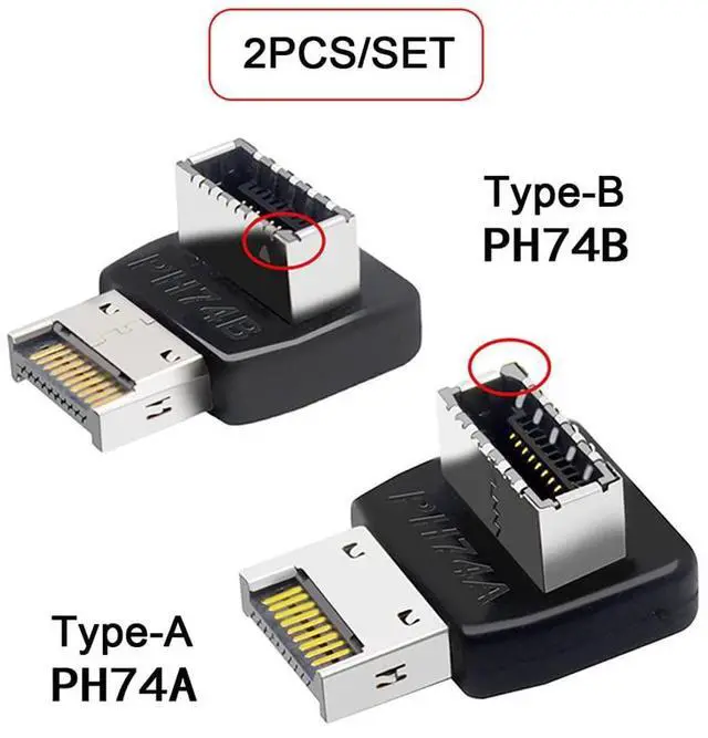 Alt view image 3 of 7 - 2pcs Overmold USB 3.1 Front Panel Header Male to Female Type-E Motherboard Extension Data Adapter