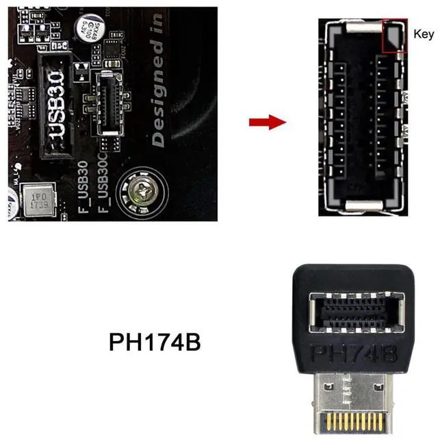 Alt view image 7 of 7 - 2pcs Overmold USB 3.1 Front Panel Header Male to Female Type-E Motherboard Extension Data Adapter