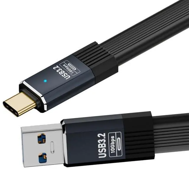 Main image of Cable USB3.1 Type-A Male to Type-C Male 10Gbps Flat Slim FPC USB-C Data Power Cable 5V3A for Laptop Phone Disk (20cm)