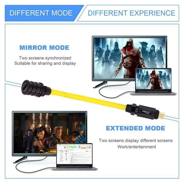 Alt view image 5 of 7 - Ultra Soft High Flex USB-C USB4 Cable 20Gbps 140W 8K for Gaming Keyboard Mouse Type-C Male to Female Extension Cable Power & Data 20CM