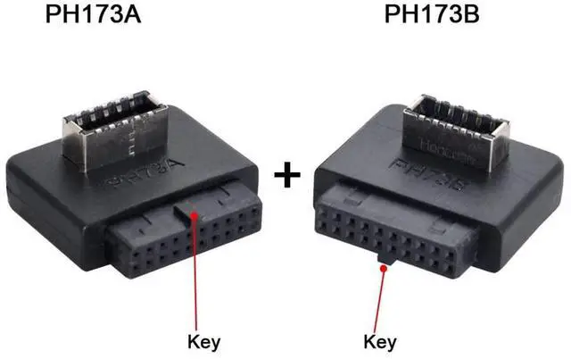 Alt view image 6 of 7 - 2pcs USB 3.1 Front Panel Socket Key-A Type-E to USB 3.0 20Pin Header Male Extension Adapter for Motherboard