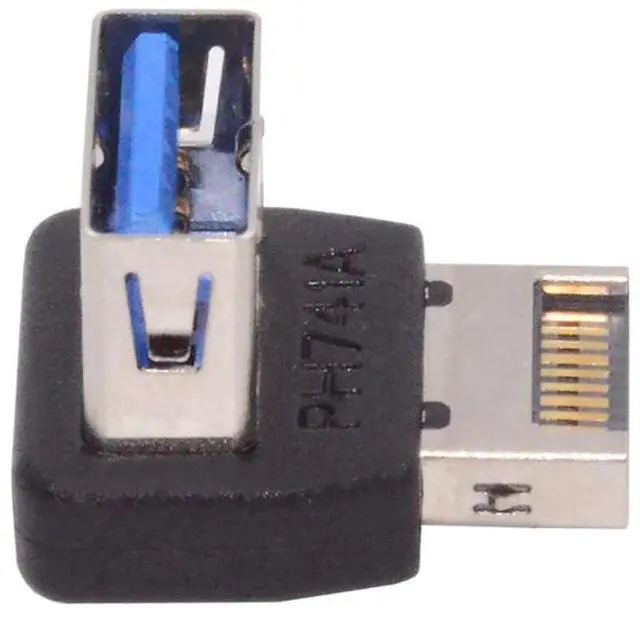Main image of USB 3.1 Front Panel Header Male Type-E to Type-A USB3.0 Female Data Adapter Up Angled 90 Degree for Motherboard