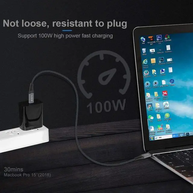 Alt view image 4 of 7 - USB4 Cable 40Gbps with 100W Charging and 8K@60Hz 5K@60Hz USB4.0 Compatible with Thunderbolt3/4 50cm