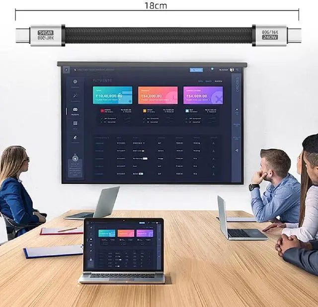 Alt view image 4 of 7 - USB4.0 Gen4 80Gbps Flat Slim FPC Cable Magnetic Connector with 240W and 16K@30hz 8K 5K@60Hz 18cm Compatible with Thunderbolt3/4/5